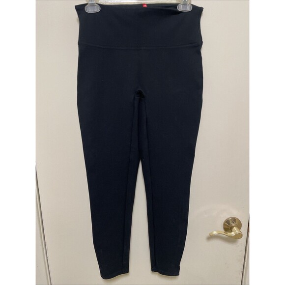 Spanx Black Ponte Knit Pants Ankle Split M EUC Leggings Shaping business - Picture 2 of 6